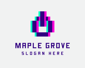 Pixel Power Glitch logo design