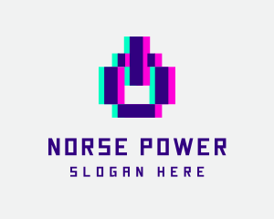 Pixel Power Glitch logo design