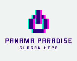 Pixel Power Glitch logo design