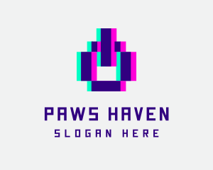 Pixel Power Glitch logo design