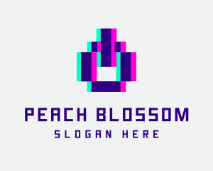 Pixel Power Glitch logo design