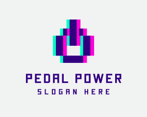 Pixel Power Glitch logo design