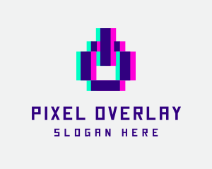 Pixel Power Glitch logo design