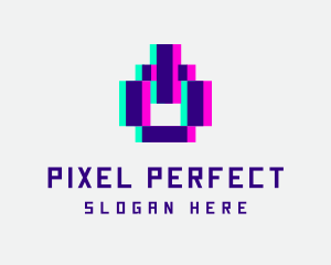 Pixel Power Glitch logo design