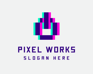 Pixel - Pixel Power Glitch logo design