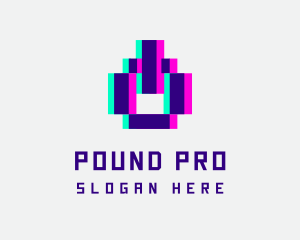 Pixel Power Glitch logo design