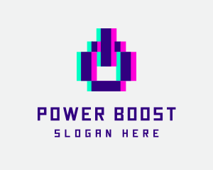 Pixel Power Glitch logo design