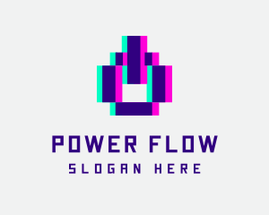 Pixel Power Glitch logo design