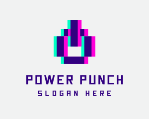 Pixel Power Glitch logo design