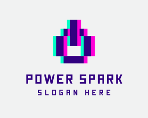 Pixel Power Glitch logo design