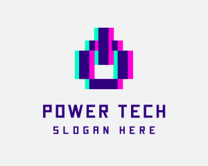 Pixel Power Glitch logo design