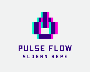 Pixel Power Glitch logo design