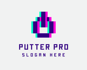 Pixel Power Glitch logo design