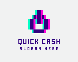 Pixel Power Glitch logo design