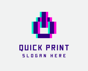 Pixel Power Glitch logo design