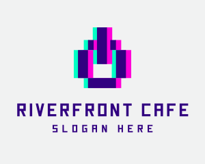 Pixel Power Glitch logo design