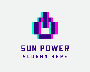 Pixel Power Glitch logo design