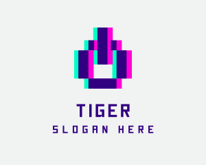 Pixel Power Glitch logo design