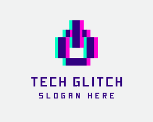 Pixel Power Glitch logo design