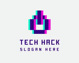 Pixel Power Glitch logo design