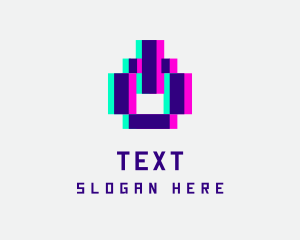 Pixel Power Glitch logo design