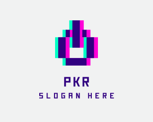 Pixel Power Glitch logo design