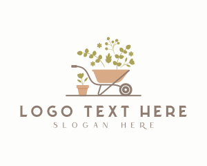 Gardening Tool - Floral Gardening Wheelbarrow logo design