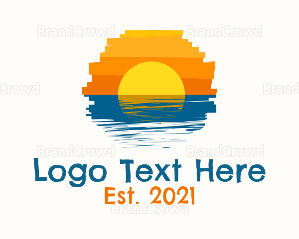 Beach Sunset Painting Logo