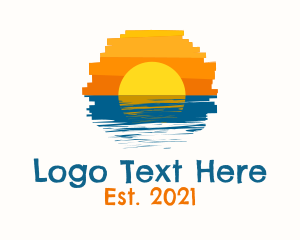 Getaway - Beach Sunset Painting logo design