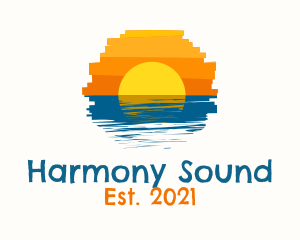 Hawaiian - Beach Sunset Painting logo design