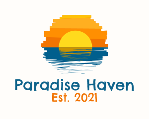 Beach Sunset Painting  logo design