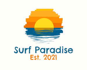 Beach Sunset Painting  logo design