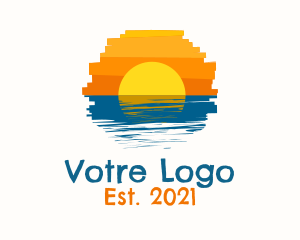 Surf - Beach Sunset Painting logo design