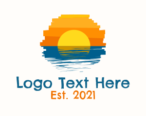 Seaside - Beach Sunset Painting logo design