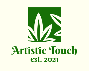 Green Cannabis Herb logo design