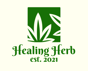 Green Cannabis Herb logo design