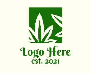 Green Cannabis Herb logo design