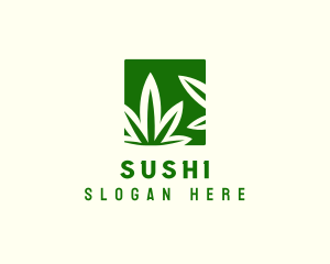 Green Cannabis Herb logo design