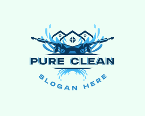 Pressure Wash Roof Cleaning logo design