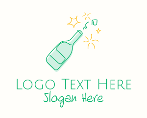 Wine - Champagne Bottle Line Art logo design