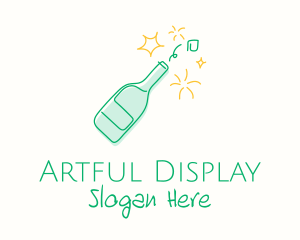 Champagne Bottle Line Art logo design