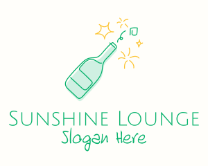 Champagne Bottle Line Art logo design