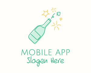 Lounge - Champagne Bottle Line Art logo design