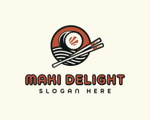 Sushi Chopsticks Dining logo design