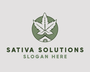 Sativa - Marijuana House Green logo design