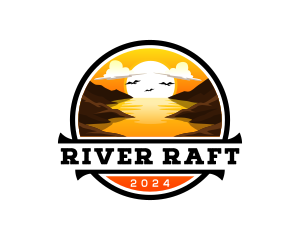 Scenery Sunset River logo design