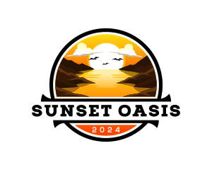 Scenery Sunset River logo design