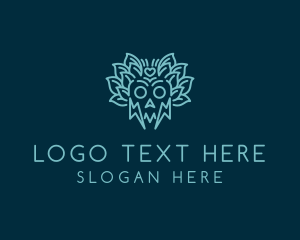 Mexican - Leaf Skull Tattoo logo design