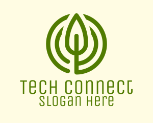 Tea Shop - Green Leaf Circle logo design