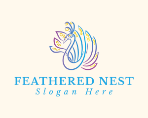 Feathers - Luxury Blue Peacock logo design